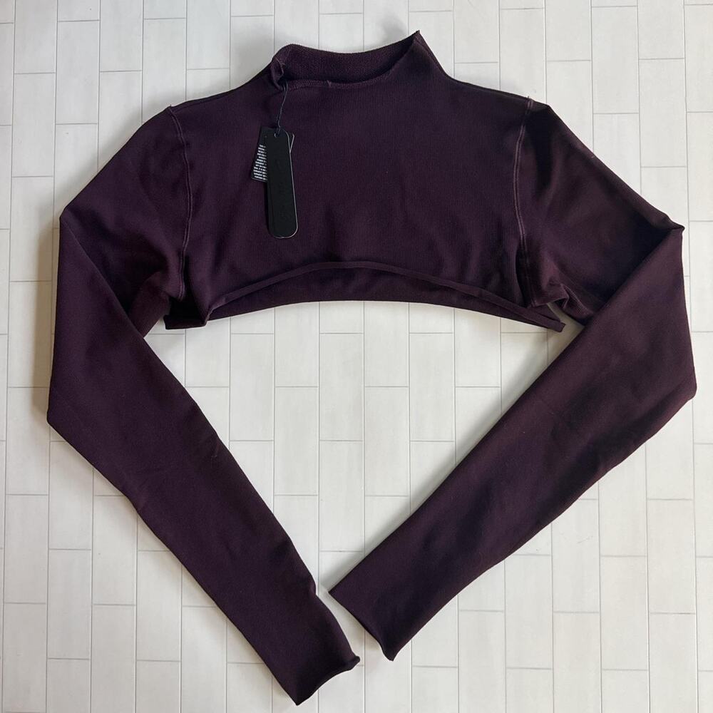 SKIMS Long Sleeve Cropped Top in Deep Plum